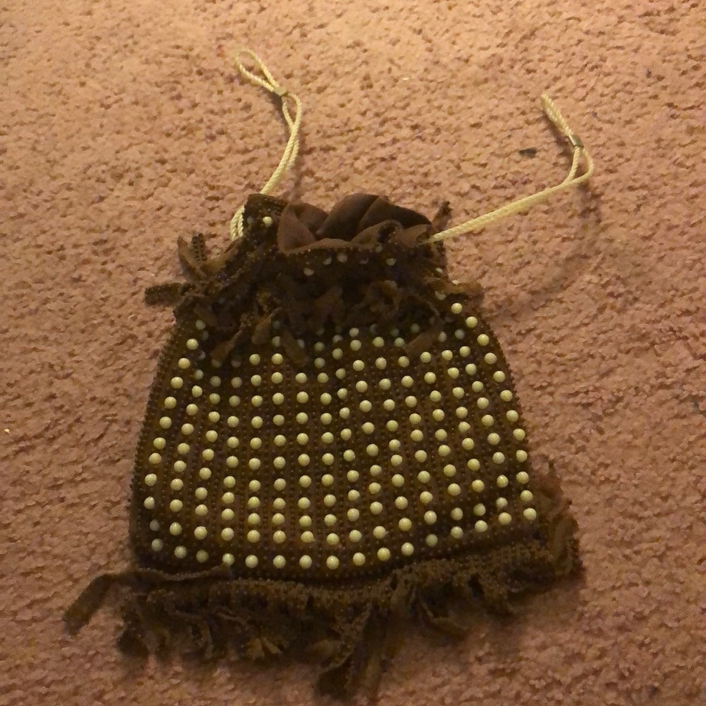 Vintage beaded drawstring purse